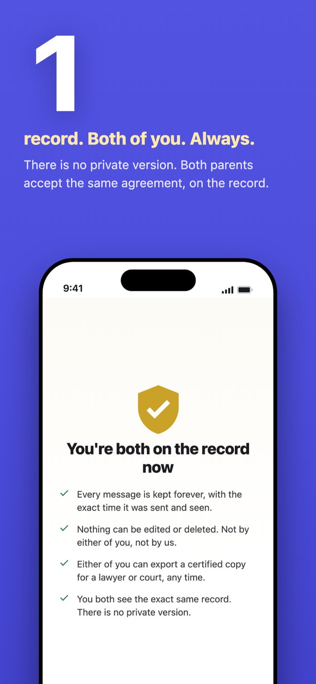 1 record, both of you, always. Both parents agree to the same record.
